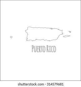 Outline vector map of Puerto Rico. Simple Puerto Rico border map. Vector silhouette on white background.