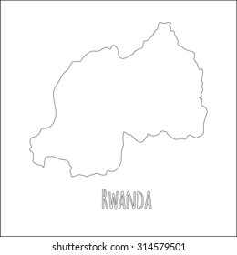 Outline vector map of Rwanda. Simple Rwanda border map. Vector silhouette on white background.