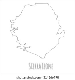 Outline vector map of Sierra Leone. Simple Sierra Leone border map. Vector silhouette on white background.