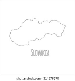 Outline vector map of Slovakia. Simple Slovakia border map. Vector silhouette on white background.