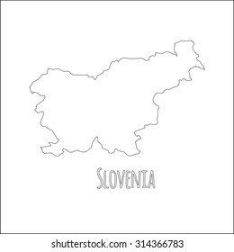 Outline vector map of Slovenia. Simple Slovenia border map. Vector silhouette on white background.