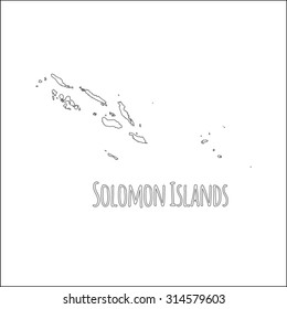 Outline vector map of Solomon Islands. Simple Solomon Islands border map. Vector silhouette on white background.