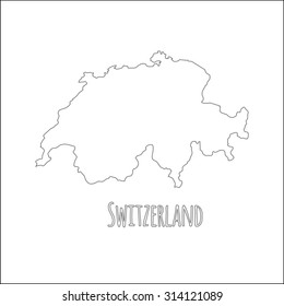 Esquema del mapa vectorial de Suiza. Mapa fronterizo simple de Suiza. Silueta vectorial sobre fondo blanco.