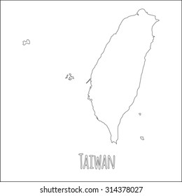 Outline vector map of Taiwan. Simple Taiwan border map. Vector silhouette on white background.