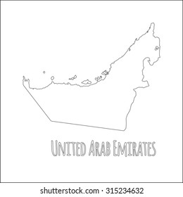 Outline vector map of United Arab Emirates. Simple United Arab Emirates border map. Vector silhouette on white background.