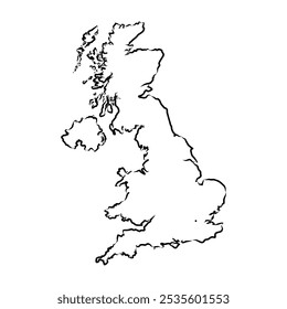 Outline vector map of United Kingdom. Simple United Kingdom border map.