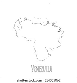 Outline vector map of Venezuela. Simple Venezuela border map. Vector silhouette on white background.