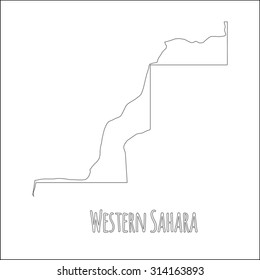 Outline vector map of Western Sahara. Simple Western Sahara border map. Vector silhouette on white background.