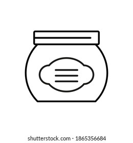 Outline vector meal jar icon isolated on white background. esp
