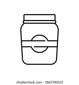 Outline vector meal jar icon isolated on white background. esp