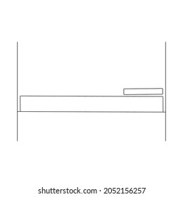 An outline vector medical icon of a bed isolated on white background. Designed in black and white colors for medical concepts