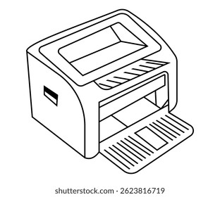 Vetor de Contorno da Impressora do Office Isolado no Plano de Fundo Branco