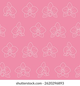 Outline Vector Orchid Flower Pattern Illustration Seamless for Wallpaper Background Cover Packaging