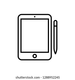 Outline Vector Pad Graphic Tablet With Stylus Mobile Device Gadget Icon