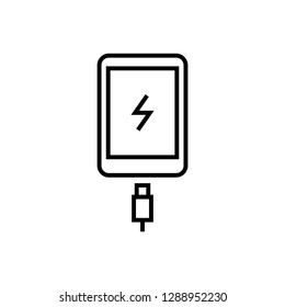 Outline Vector Pad Tablet Mobile Device Gadget Icon Connect Power Charge