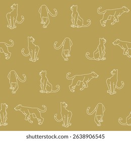 Outline Vector Panther Seamless Pattern Background for Print Fabric Surface Fashion Wrapping