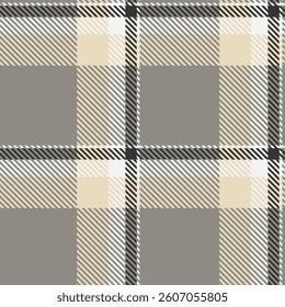Outline vector pattern tartan, cut out fabric plaid texture. Equal check textile seamless background in stone grey and light colors palette.