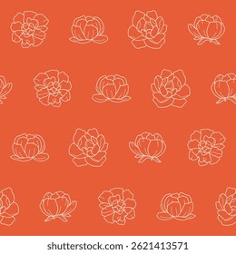 Outline Vector Peony Pattern Illustration Seamless for Wallpaper Background Cover Packaging