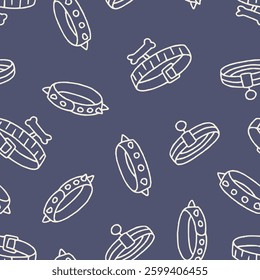 Outline Vector Pet Collar Pattern Repeat Seamless for Wallpaper Background Cover Packaging