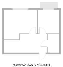 Plano vetorial do esboço do apartamento contemporâneo com vários quartos. Design de piso de arquitetura em preto e branco para casa ou apartamento. Planta para planejamento de interiores e visualização de construção