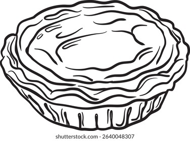 outline vector of portuguese egg tart illustration black and white