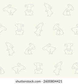 Outline Vector Rabbit Seamless Pattern Background for Print Fabric Surface Fashion Wrapping