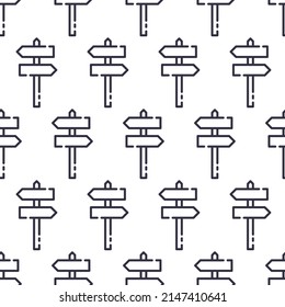 Outline vector road signboard seamless pattern. Navigation website map concept line icon illustration.