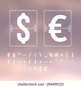 Outline vector scoreboard with symbols flat alphabet mechanical panel