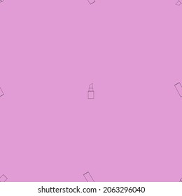 An outline vector seamless pattern of lipsticks isolated on pink background. Designed for prints, wraps, templates, wallpapers, backgrounds