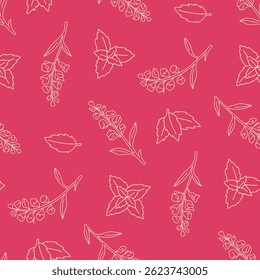 Outline Vector Seamless Pattern of Snapdragon Flower Peppermint  Background for Fashion Wrapping  