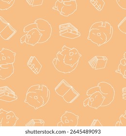Outline Vector Seamless Pattern of Wombat Animal Book Background for Fashion Wrapping Print Fabric