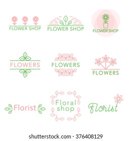 Outline Vector Set Flower Shop Logo Stock Vector (Royalty Free ...