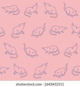 Outline Vector Shrew Seamless Pattern Background for Print Fabric Surface Fashion Wrapping