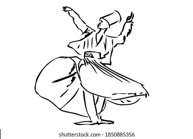 Umriss-Vektorgrafik-Sufi-Tänzer, Truthahn

