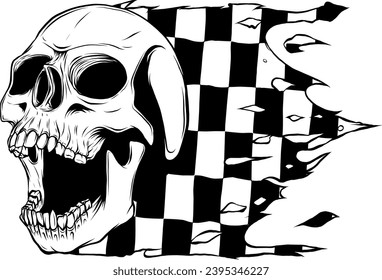 outline vector skull in black