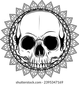 outline vector skull in black
