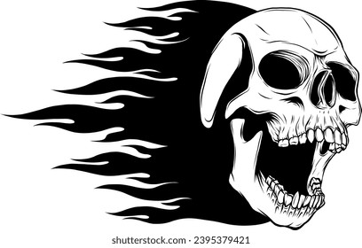 outline vector skull in black