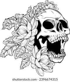outline vector skull in black