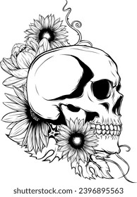 outline vector skull in black