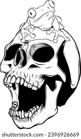 outline vector skull in black
