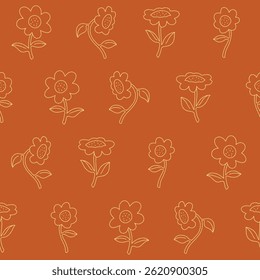Outline Vector Sunflower Seamless Pattern Background for Print Fabric Surface Fashion Wrapping
