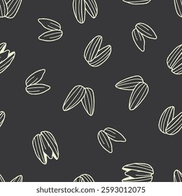 Outline Vector Sunflower Seed Pattern Repeat Seamless for Wallpaper Background Cover Packaging