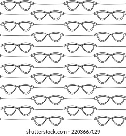 Esquema vectorial icono de gafas de sol sin soldadura. Ilustración dibujada a mano de una línea continua. Papel de fondo, fondo lineal gráfico, tela, impresión, papel envolvente.