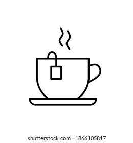 Outline vector tea cup icon isolated on white background. esp