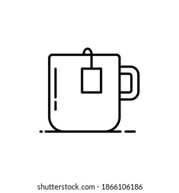 Icono de la taza de té vector de contorno aislado en fondo blanco. esp