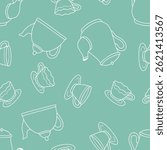 Outline Vector Tea Party Pattern Repeat Seamless for Wallpaper Background Cover Packaging