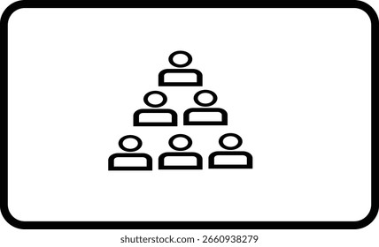 Gliederungsvektor der Teamhierarchie mit mehreren Personen, die in Pyramidenstruktur angeordnet sind. Ideal für HR-, Management- und Organigramme.