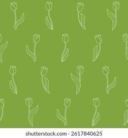 Outline Vector Tulip Seamless Pattern Background for Print Fabric Surface Fashion Wrapping