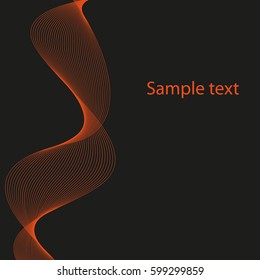 Outline vector wave on white background. Abstract vector background. Curved outline strokes