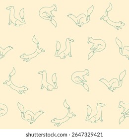 Outline Vector Weasel Seamless Pattern Background for Print Fabric Surface Fashion Wrapping